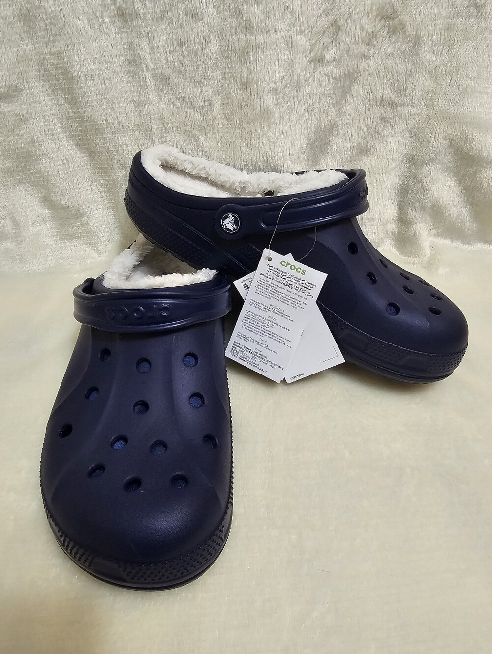 CROCS Ralen Fur-lined Navy Clogs Shoes Sandals Mens 10 Womens 12 Unisex NWT